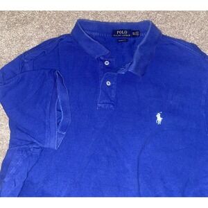 Polo Ralph Lauren Shirt Men's XXL‎ Blue Short Sleeve White Pony Cotton Preppy